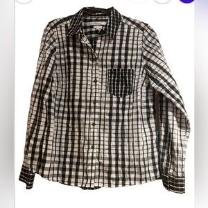 Foxcroft Women's Fitted Button Front Shirt - Size 12 Black/White